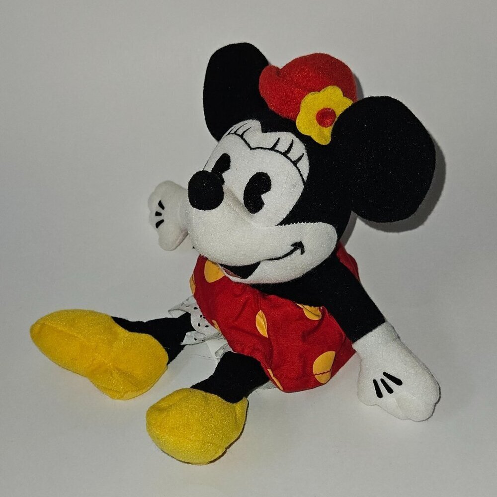 VTG Minnie Mouse Bean Bag Plush Toy Disney Store 1930s Minnie Flower Hat